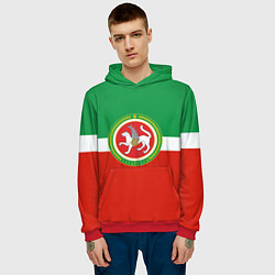Толстовка-худи мужская Татарстан: флаг, цвет: 3D-красный — фото 2