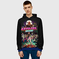 Толстовка-худи мужская Hotline Miami, цвет: 3D-синий — фото 2