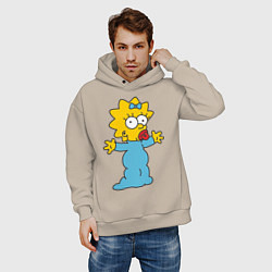 Толстовка оверсайз мужская Maggie Simpson, цвет: миндальный — фото 2