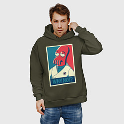 Толстовка оверсайз мужская Zoidberg: Why not?, цвет: хаки — фото 2