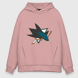 Толстовка оверсайз мужская San Jose Sharks, цвет: пыльно-розовый