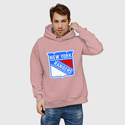 Толстовка оверсайз мужская New York Rangers, цвет: пыльно-розовый — фото 2
