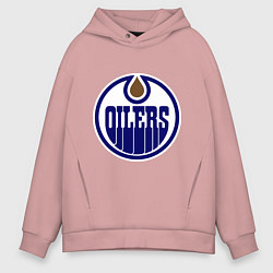 Толстовка оверсайз мужская Edmonton Oilers, цвет: пыльно-розовый