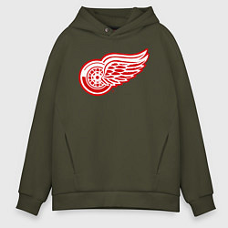 Толстовка оверсайз мужская Detroit Red Wings, цвет: хаки