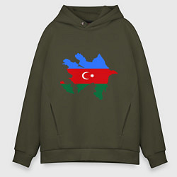 Толстовка оверсайз мужская Azerbaijan map, цвет: хаки
