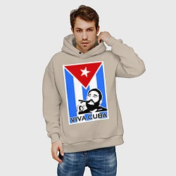 Толстовка оверсайз мужская Fidel: Viva, Cuba!, цвет: миндальный — фото 2