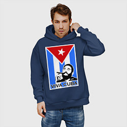 Толстовка оверсайз мужская Fidel: Viva, Cuba!, цвет: тёмно-синий — фото 2