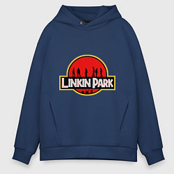 Толстовка оверсайз мужская Linkin Park: Jurassic Park, цвет: тёмно-синий