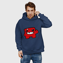 Толстовка оверсайз мужская Super Meat Boy, цвет: тёмно-синий — фото 2