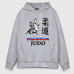 Толстовка оверсайз мужская Russia Judo, цвет: меланж