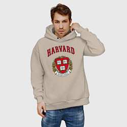 Толстовка оверсайз мужская Harvard university, цвет: миндальный — фото 2