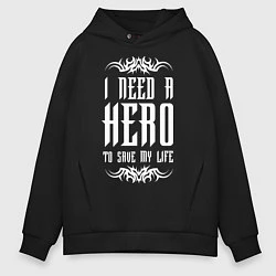 Толстовка оверсайз мужская Skillet: I need a Hero, цвет: черный