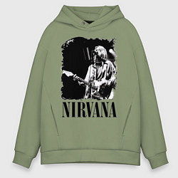 Толстовка оверсайз мужская Black Nirvana, цвет: авокадо