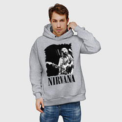 Толстовка оверсайз мужская Black Nirvana, цвет: меланж — фото 2