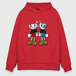 Толстовка оверсайз мужская Cuphead: Mugman Friends, цвет: красный