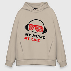 Мужское худи оверсайз My music my life