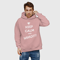 Толстовка оверсайз мужская Keep Calm & WAAAGH, цвет: пыльно-розовый — фото 2
