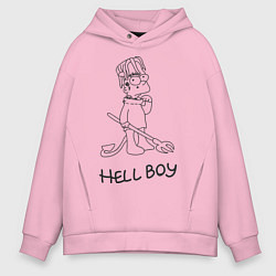 Толстовка оверсайз мужская Bart: Hell Boy, цвет: светло-розовый