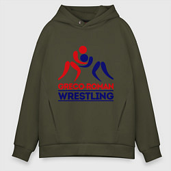 Толстовка оверсайз мужская Greco-roman wrestling, цвет: хаки