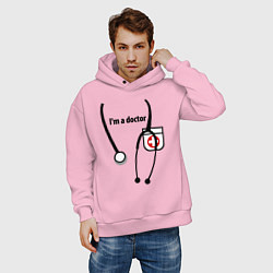 Толстовка оверсайз мужская I m doctor, цвет: светло-розовый — фото 2
