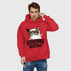 Толстовка оверсайз мужская Безудержное веселье, цвет: красный — фото 2