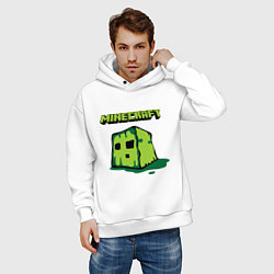 Толстовка оверсайз мужская Minecraft Creeper, цвет: белый — фото 2