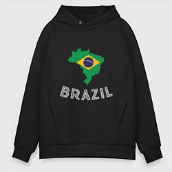 Толстовка оверсайз мужская Brazil Country, цвет: черный