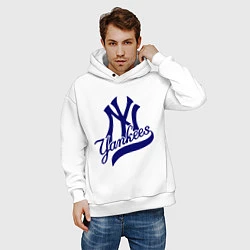 Толстовка оверсайз мужская NY - Yankees, цвет: белый — фото 2