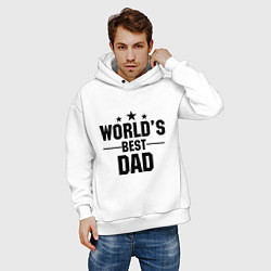 Толстовка оверсайз мужская Worlds best DADDY, цвет: белый — фото 2