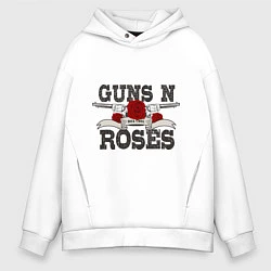 Толстовка оверсайз мужская Guns n Roses: rock'n'roll, цвет: белый