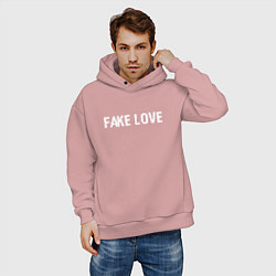 Толстовка оверсайз мужская FAKE LOVE, цвет: пыльно-розовый — фото 2