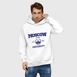 Толстовка оверсайз мужская MGU Moscow University, цвет: белый — фото 2