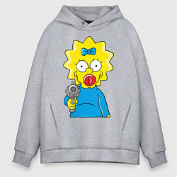 Толстовка оверсайз мужская Мэгги с револьвером, цвет: меланж