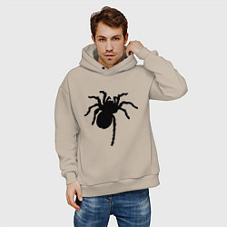 Толстовка оверсайз мужская Черный паук цвета миндальный — фото 2