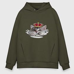 Толстовка оверсайз мужская Pretty kitten, цвет: хаки