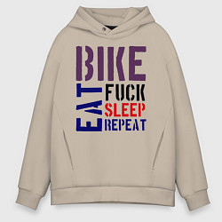 Мужское худи оверсайз Bike eat sleep repeat