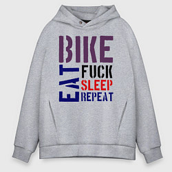 Мужское худи оверсайз Bike eat sleep repeat