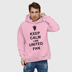 Толстовка оверсайз мужская Keep Calm & United fan, цвет: светло-розовый — фото 2