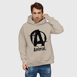 Толстовка оверсайз мужская Animal Logo, цвет: миндальный — фото 2