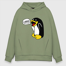 Мужское худи оверсайз Пингвин: Linux