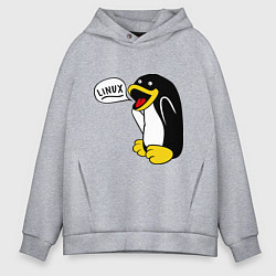 Мужское худи оверсайз Пингвин: Linux
