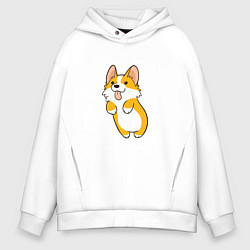 Толстовка оверсайз мужская Корги лапочка, цвет: белый