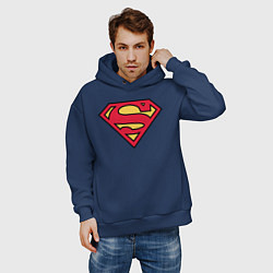 Толстовка оверсайз мужская Superman logo, цвет: тёмно-синий — фото 2
