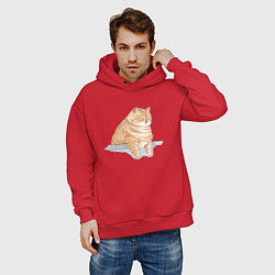 Толстовка оверсайз мужская Толстый Кот, цвет: красный — фото 2