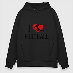 Толстовка оверсайз мужская I love football, цвет: черный