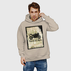 Толстовка оверсайз мужская Born to Ride, цвет: миндальный — фото 2