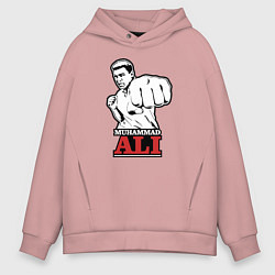 Толстовка оверсайз мужская Muhammad Ali, цвет: пыльно-розовый