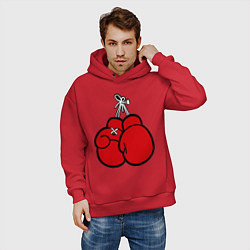 Толстовка оверсайз мужская Боксерские перчатки, цвет: красный — фото 2