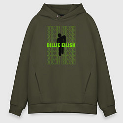 Толстовка оверсайз мужская BILLIE EILISH logo, цвет: хаки