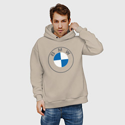 Толстовка оверсайз мужская BMW LOGO 2020, цвет: миндальный — фото 2